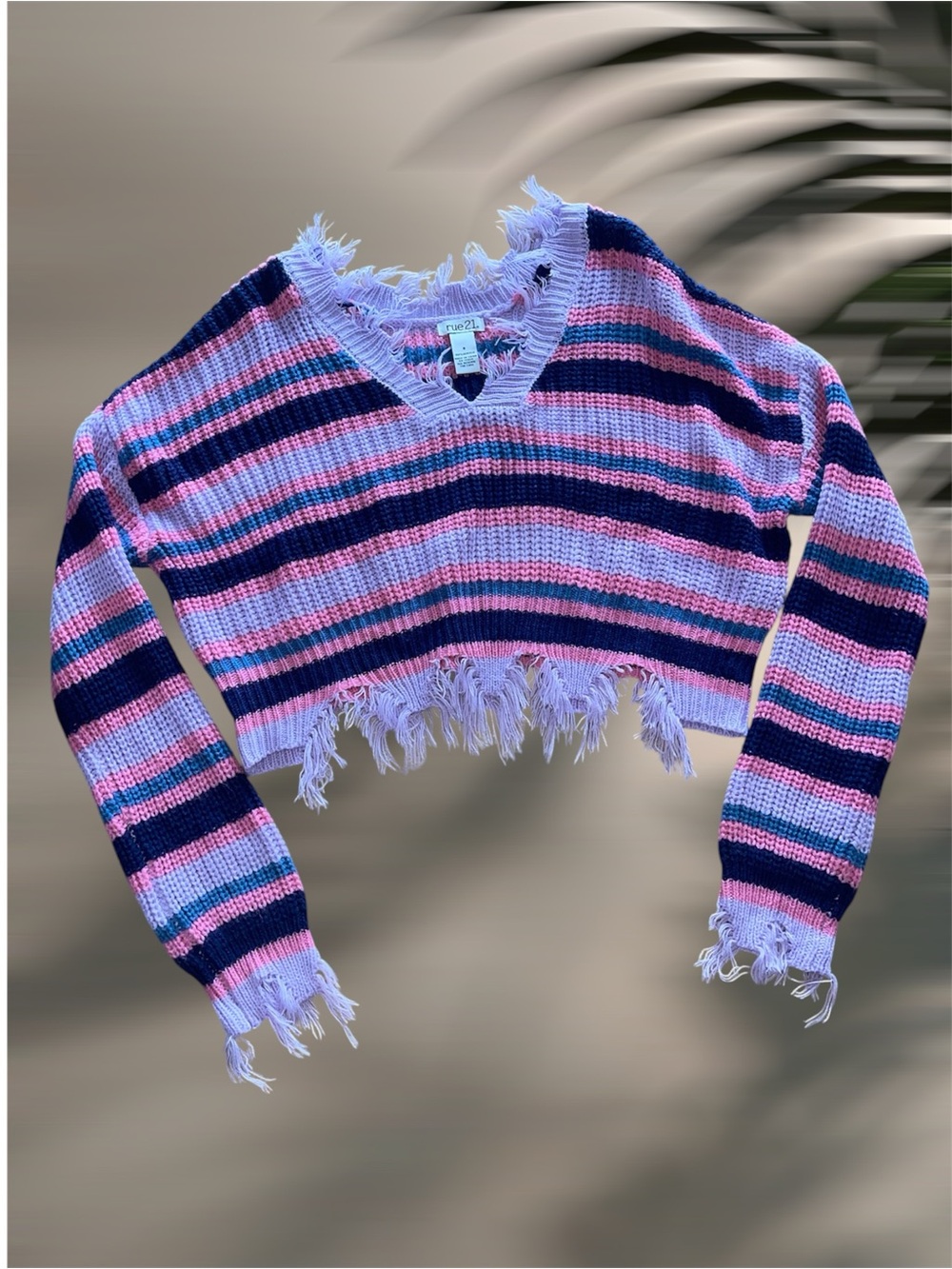 Rue21 Striped Cropped Grunge Y2k style Sweater - Size S